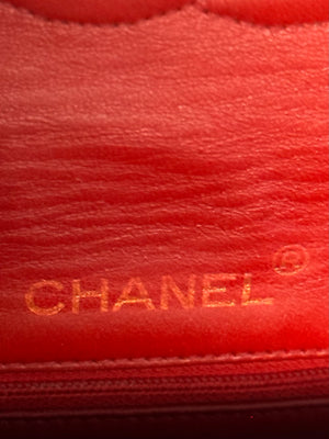 Chanel Vintage CC Cocomark series 1 Red Lambskin 24K Gold Hardware Classic Mini Square Flap Shoulder Bag Red Repaint