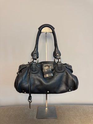 Chloe paddington Dark Grey Silver Limited Edition Grained Leather Shoulder Bag Vintage Lock Key 2005 Iconic 2000s