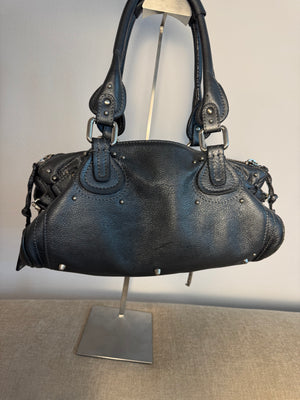 Chloe paddington Dark Grey Silver Limited Edition Grained Leather Shoulder Bag Vintage Lock Key 2005 Iconic 2000s