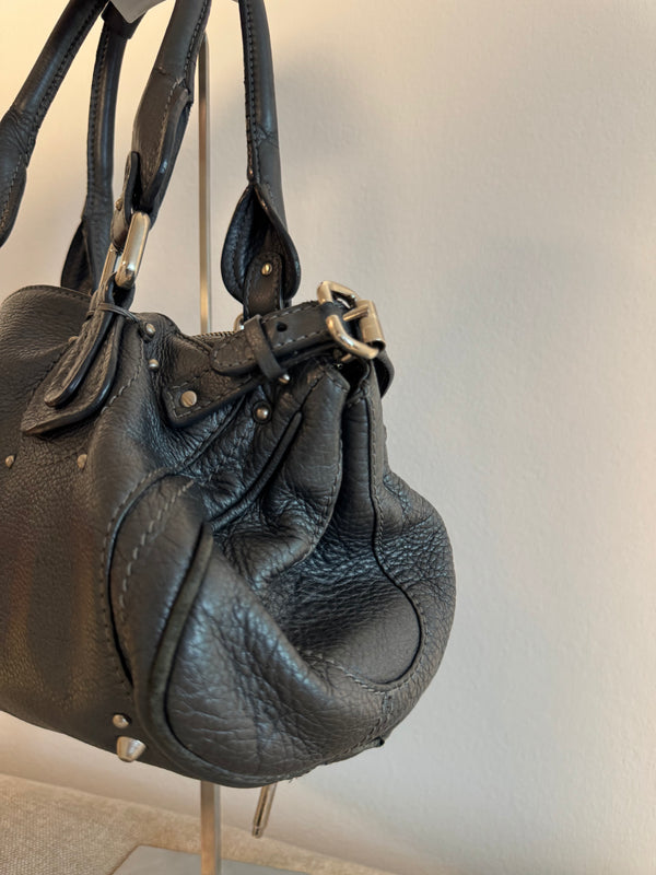 Chloe paddington Dark Grey Silver Limited Edition Grained Leather Shoulder Bag Vintage Lock Key 2005 Iconic 2000s