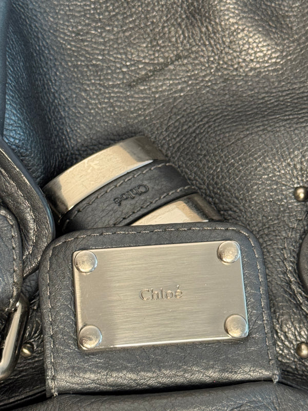 Chloe paddington Dark Grey Silver Limited Edition Grained Leather Shoulder Bag Vintage Lock Key 2005 Iconic 2000s