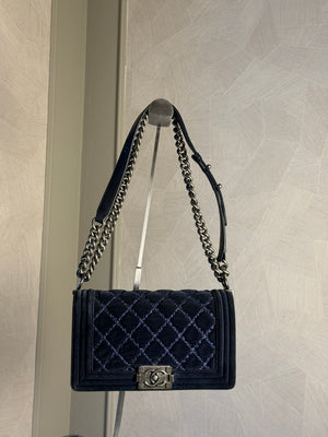 CHANEL BOY BAG - BLUE VELVET