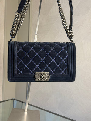 CHANEL BOY BAG - BLUE VELVET