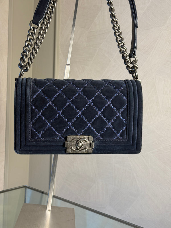 CHANEL BOY BAG - BLUE VELVET