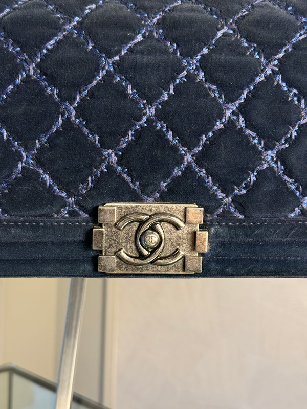 CHANEL BOY BAG - BLUE VELVET