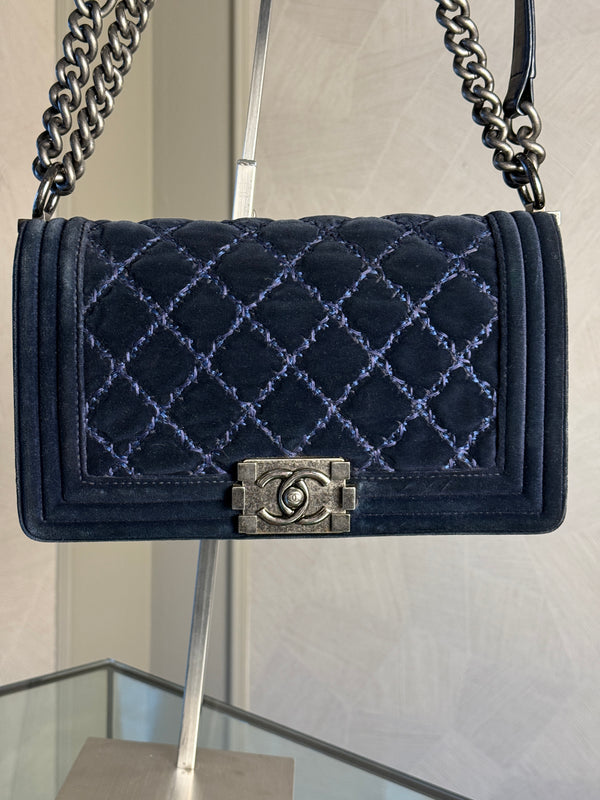 CHANEL BOY BAG - BLUE VELVET