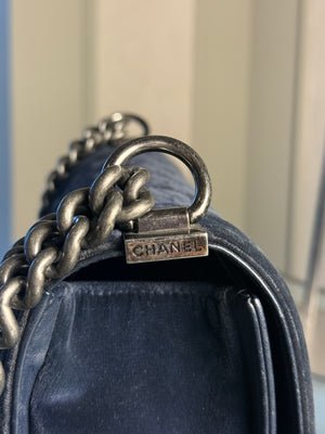 CHANEL BOY BAG - BLUE VELVET