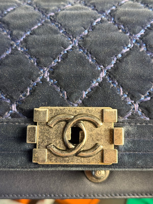 CHANEL BOY BAG - BLUE VELVET