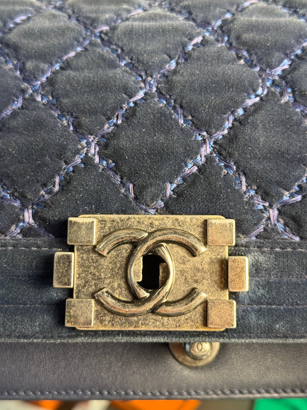 CHANEL BOY BAG - BLUE VELVET