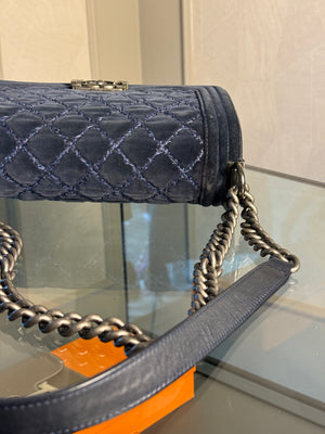 CHANEL BOY BAG - BLUE VELVET