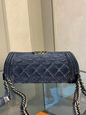 CHANEL BOY BAG - BLUE VELVET