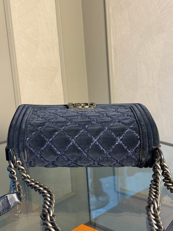 CHANEL BOY BAG - BLUE VELVET