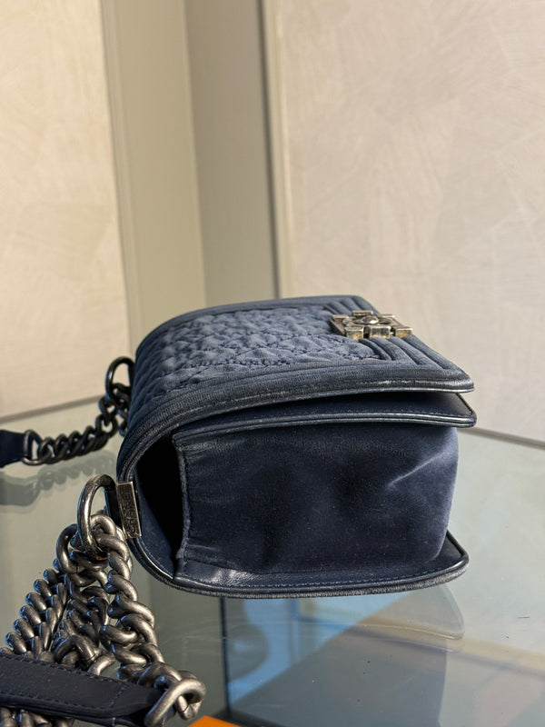 CHANEL BOY BAG - BLUE VELVET