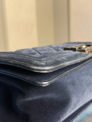 CHANEL BOY BAG - BLUE VELVET