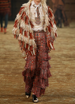 Chanel Karl Lagerfeld 2014 Paris-Dallas BOOTS DE COW-BOY SANTIAGS ETOILE G30046 Cream Gold Heeled Boho Western Cowboy Boot CC coco mark EU 36.5