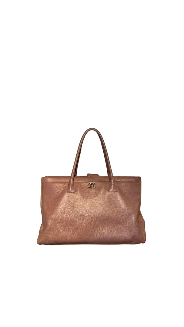 Chanel Vintage Grand Executive Cerf Tote Bag East West Top Handle Shopper Handbag CC