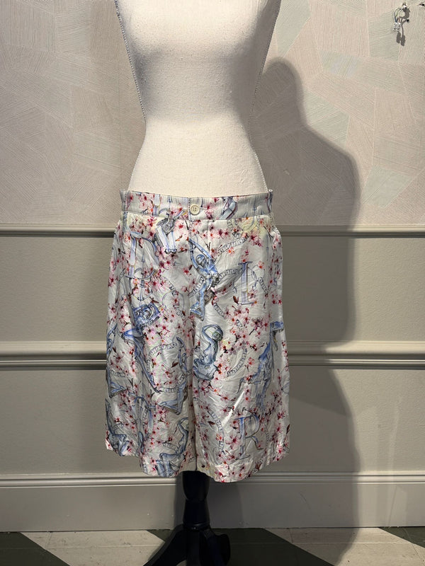 Dior Mens 2019 A/W Hajime Sorayama Sorayama Robot Floral Button Down Pajama White Pink Silk Set Shorts button up Size 38