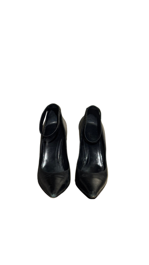 Gucci Vintage Tom Ford Black Leather Ankle Strap Pointed Toe High Stiletto Heel Evening Pumps Y2K Designer Shoes 39