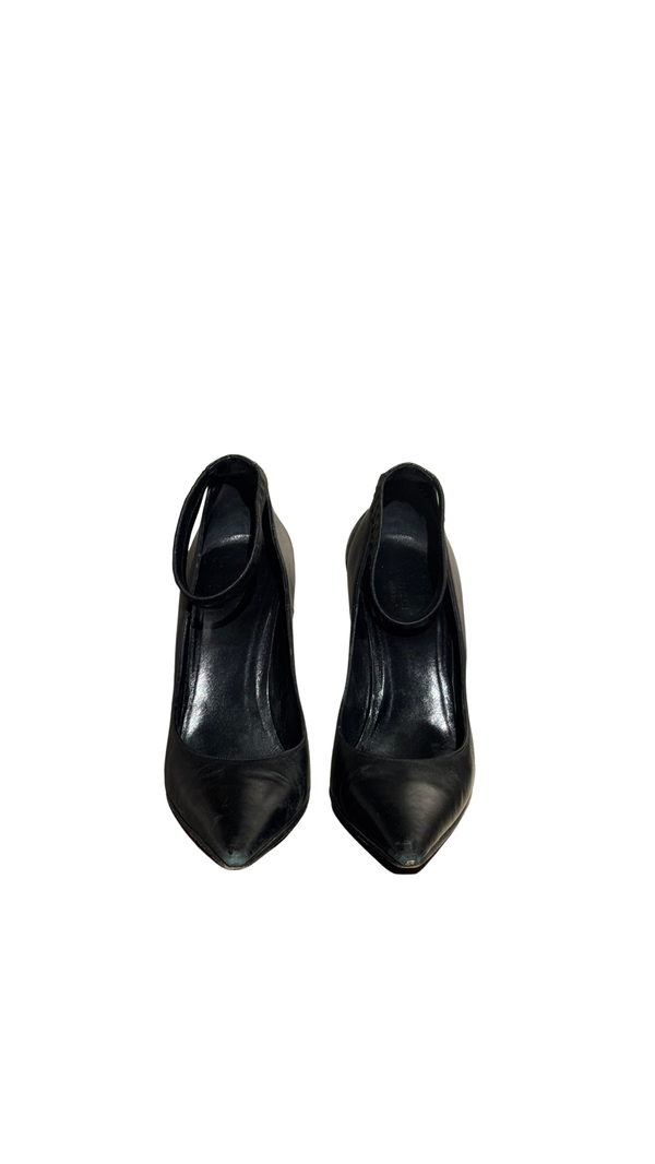 Gucci Vintage Tom Ford Black Leather Ankle Strap Pointed Toe High Stiletto Heel Evening Pumps Y2K Designer Shoes 39