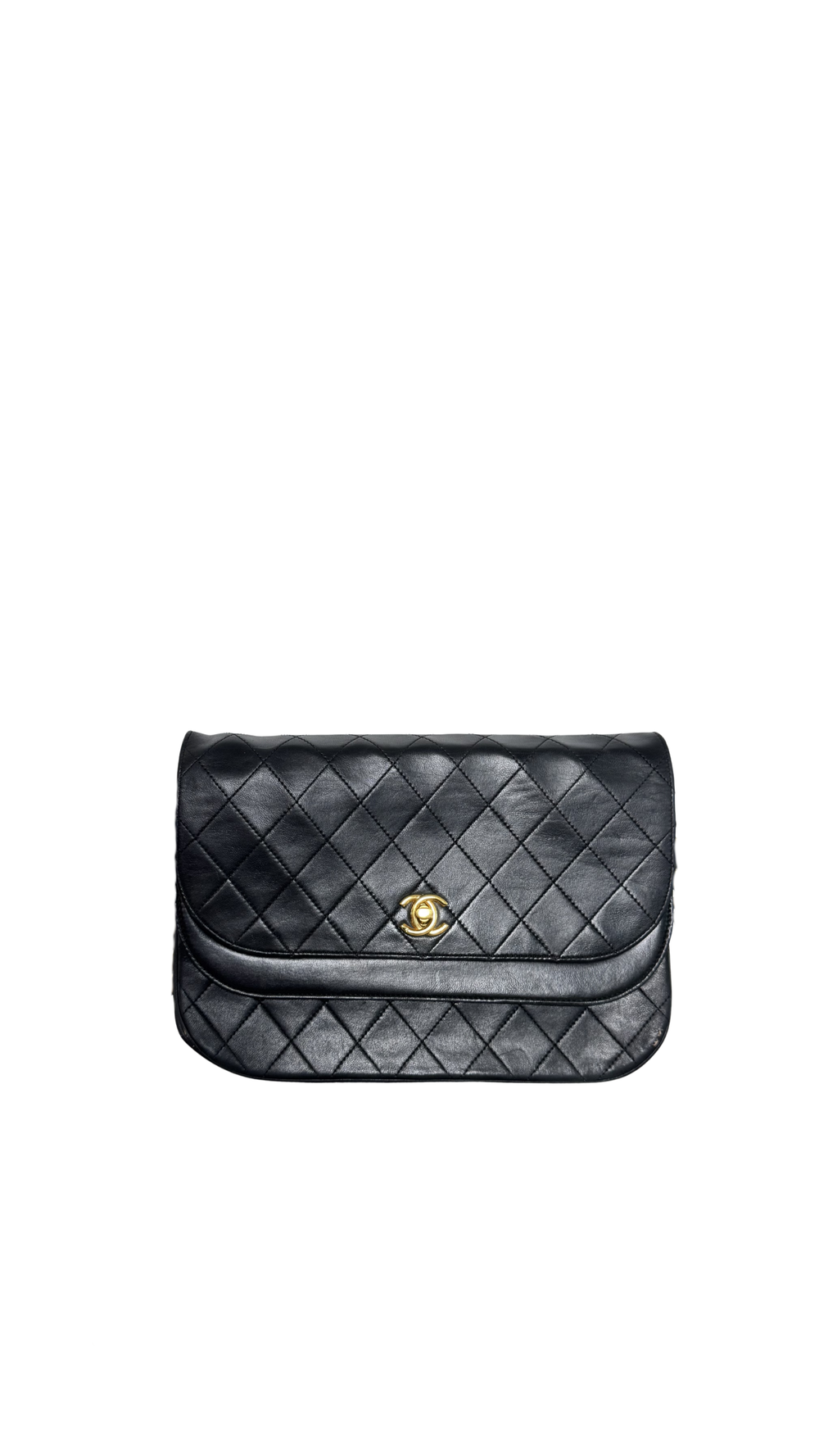 Chanel Vintage 1980s Half Moon Double Flap Shoulder Bag CC cocomark turnlock closure quilted leather 24k GHW classic design