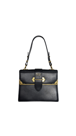 Prada Cahier Convertible Shoulder Bag City Calf and Saffiano Leather Strap Adjustable Flap Closure Buckle 2010s
